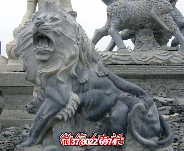 公园大型大理石狮子博鱼平台