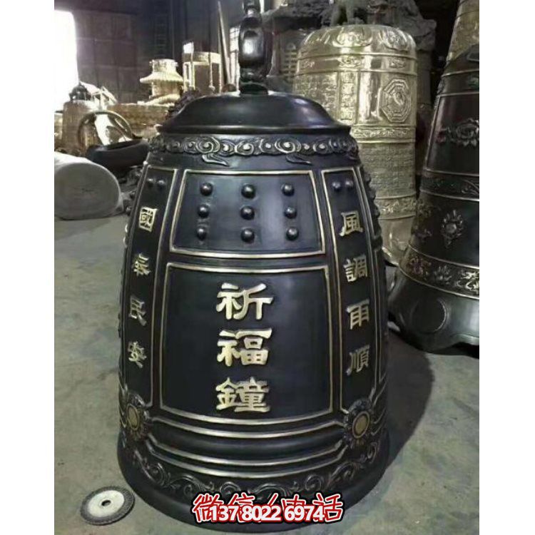 玻璃钢仿铜寺庙祈福大型铜钟博鱼平台