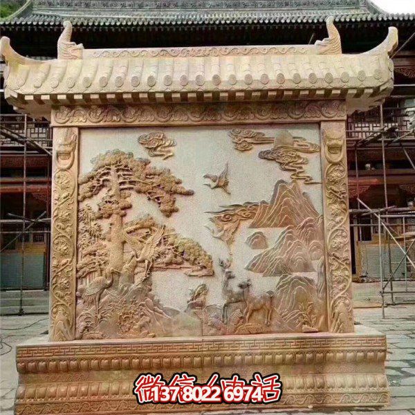 庭院石雕屏风博鱼平台别墅大型摆件博鱼平台