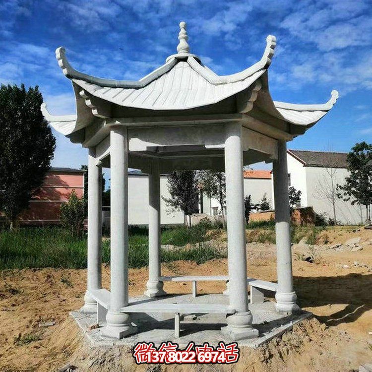 大理石砂石石雕户外大型乘凉休息中式凉亭博鱼平台