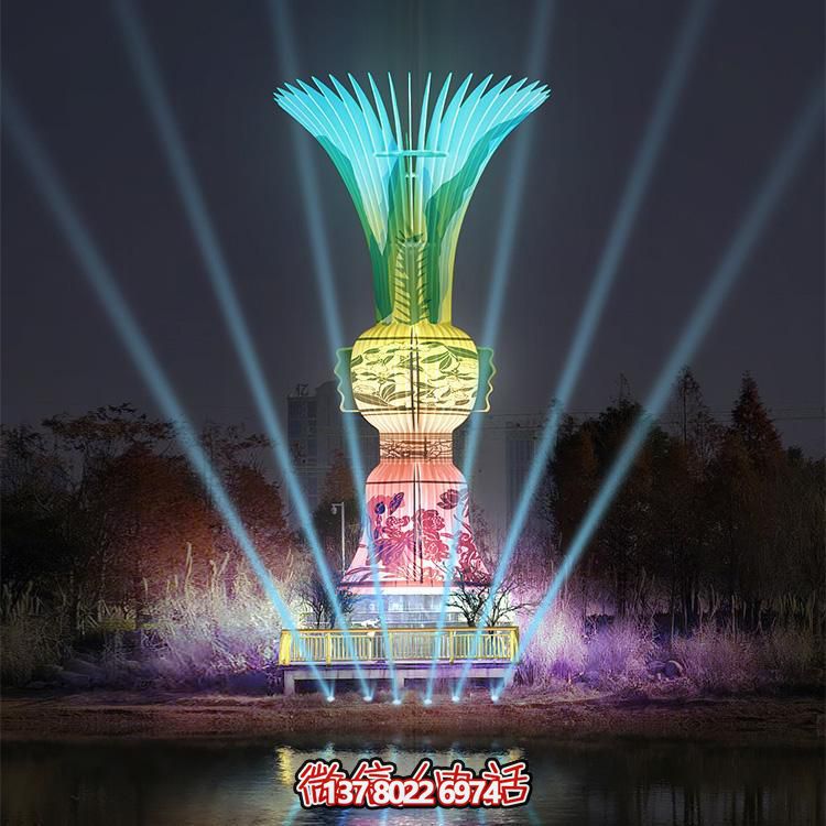大型不锈钢镂空创意花瓶园林灯管亮化博鱼平台