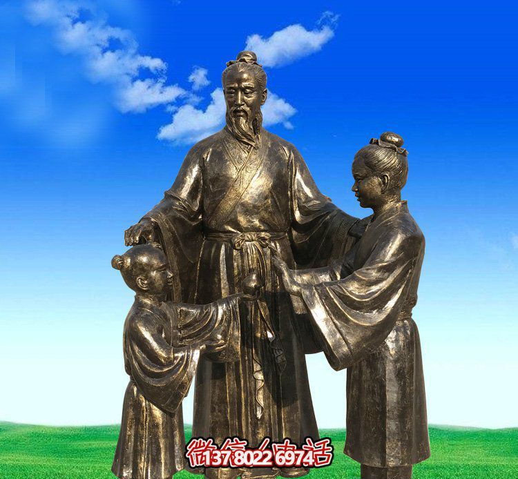 公园铜雕人物景观孔融让梨博鱼平台