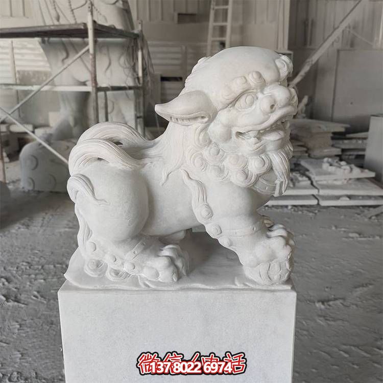 汉白玉石雕庭院工厂石狮子博鱼平台