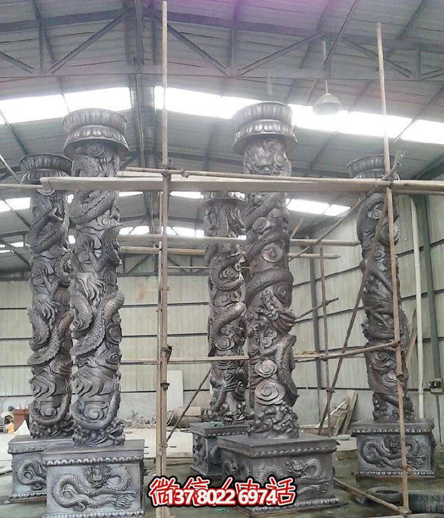 广场仿铜龙柱玻璃钢柱子博鱼平台