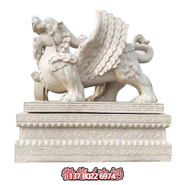 汉白玉优质石材浮雕飞天貔貅瑞兽博鱼(中国)门口招财摆件