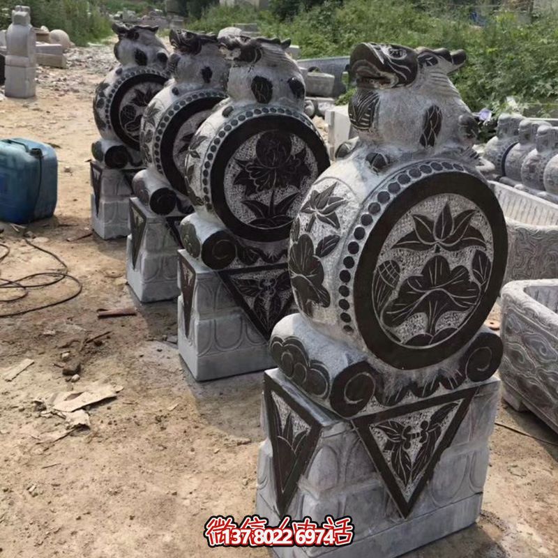 大理石仿青古代无雕刻门墩摆件