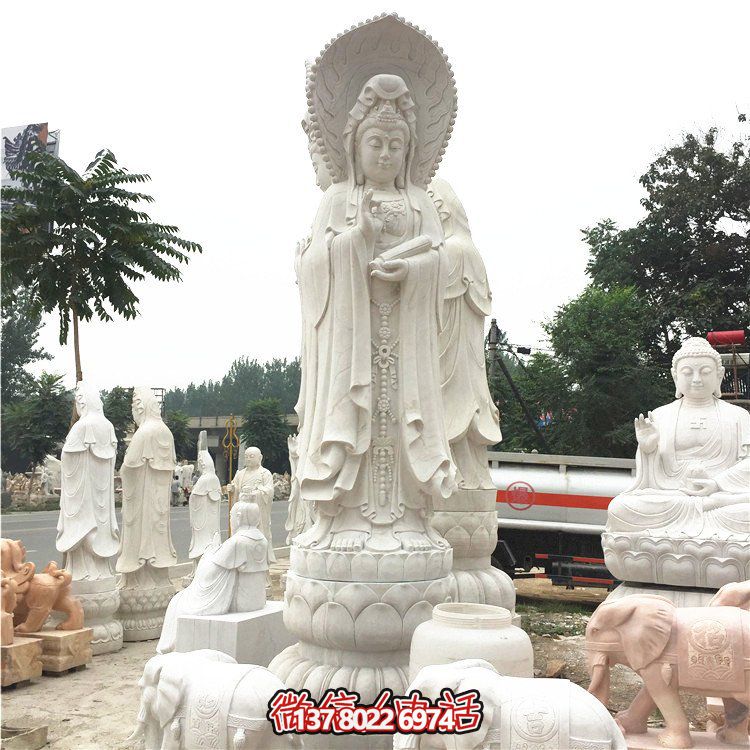 广场大型大理石石雕滴水观音博鱼平台