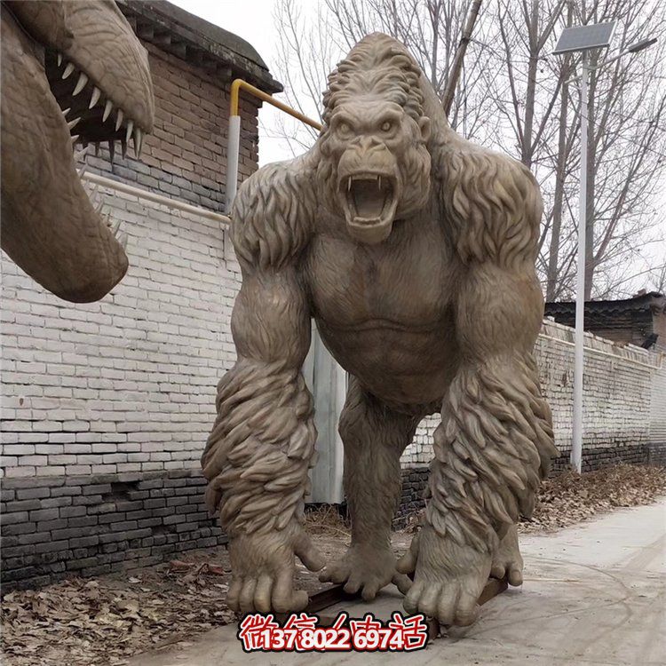 动物园玻璃钢户外大型仿真动物大猩猩博鱼平台