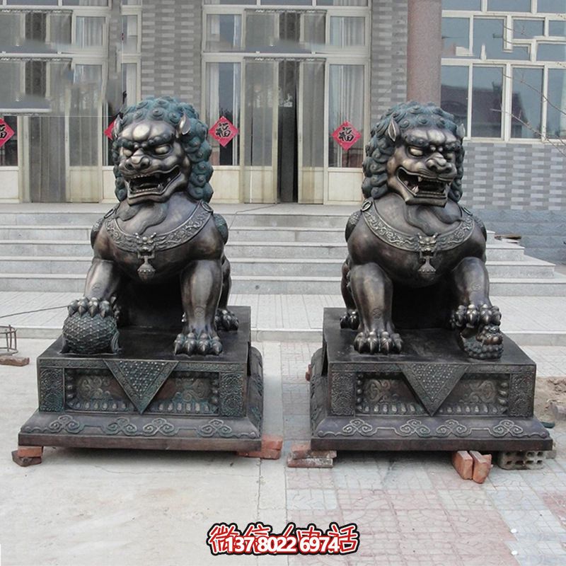 庭院大型青石一对看门的狮子博鱼平台