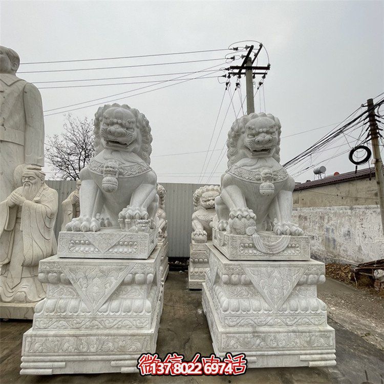 大理石石雕庭院别墅门口镇宅招财狮子博鱼平台