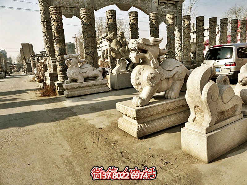 户外广场大理石石雕貔貅博鱼平台