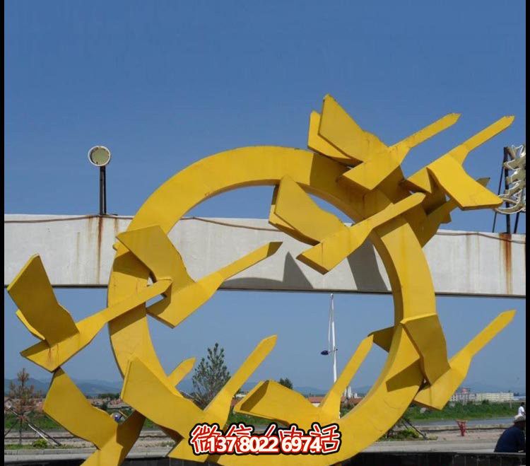 不锈钢公园彩绘抽象大雁博鱼平台