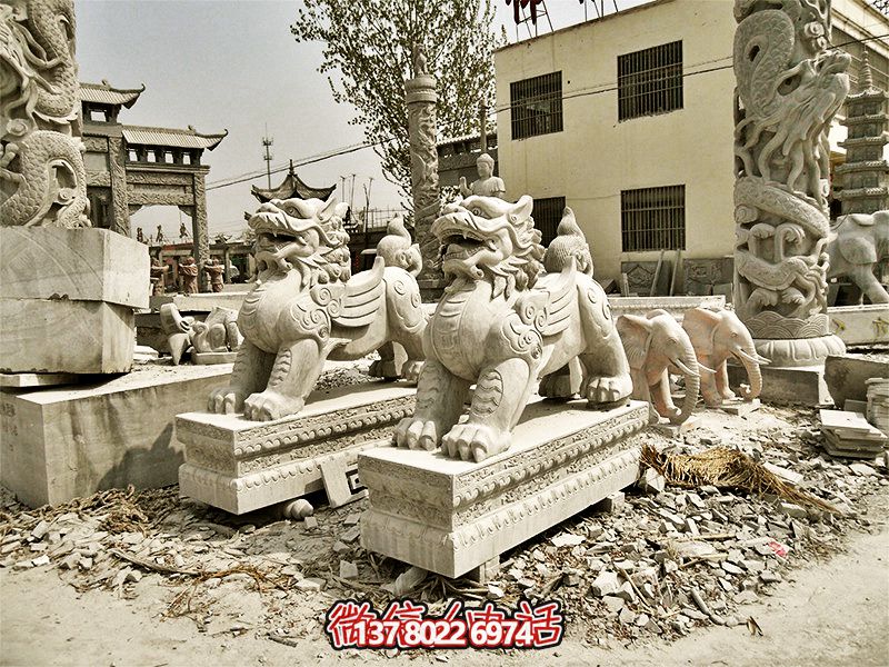 汉白玉石雕园林景区神兽貔貅博鱼平台