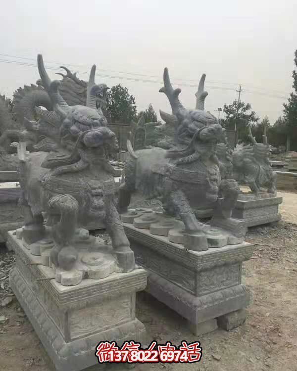陵园大型大理石石雕麒麟博鱼平台