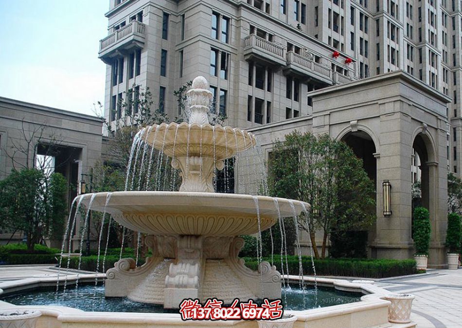 学院别墅汉白玉大型喷泉博鱼平台