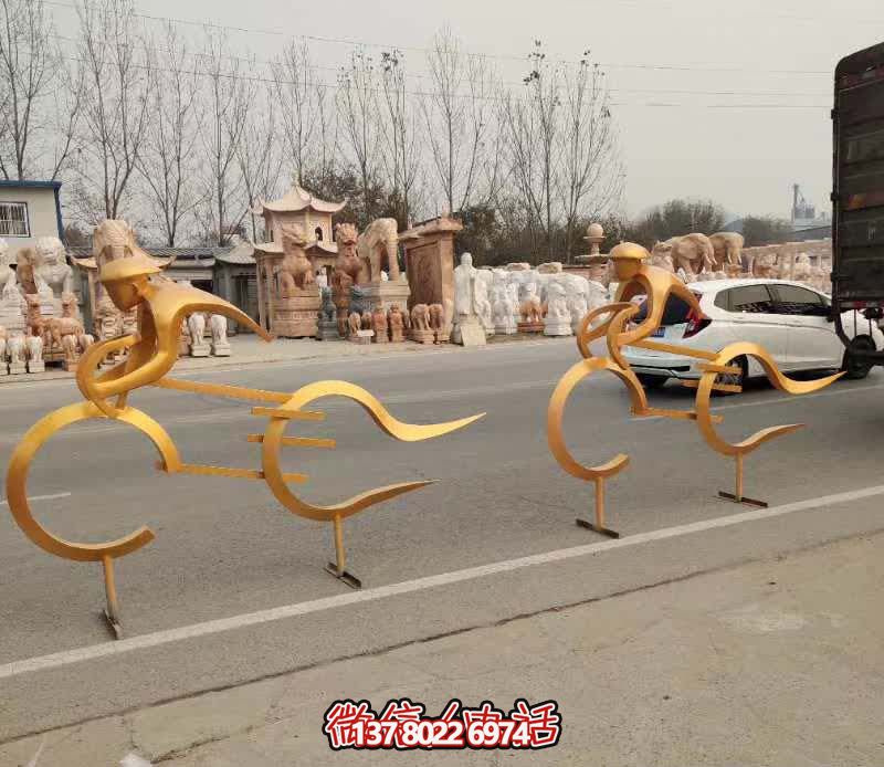 抽象仿真不锈钢铁艺骑单车博鱼平台
