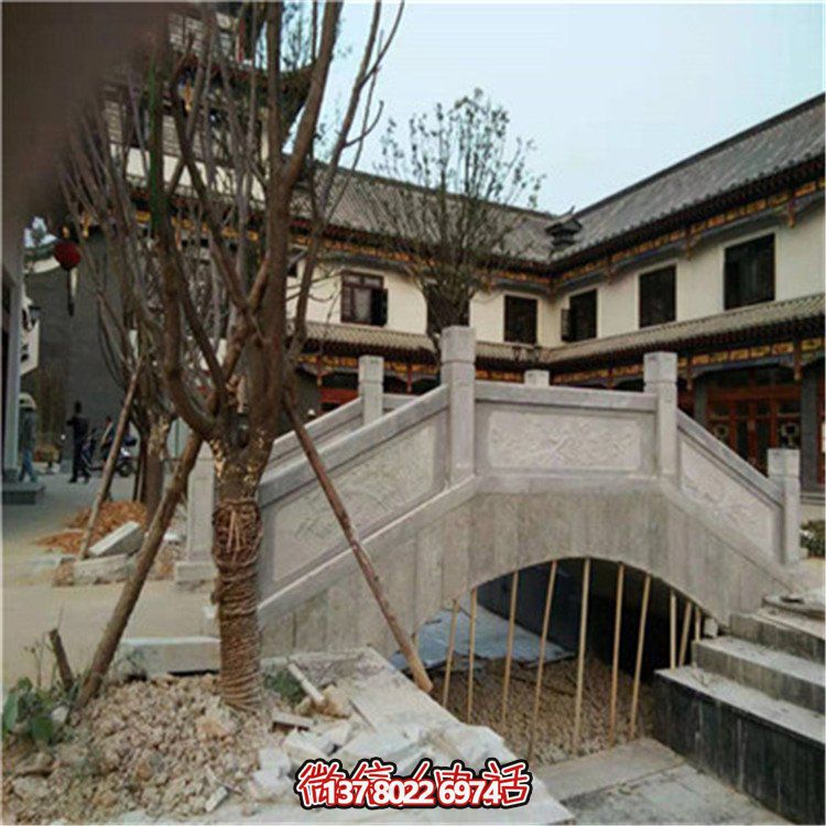 大理石石雕户外景观石拱桥博鱼平台