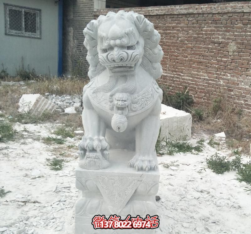 公园景区汉白玉石雕大型仿真动物狮子博鱼平台