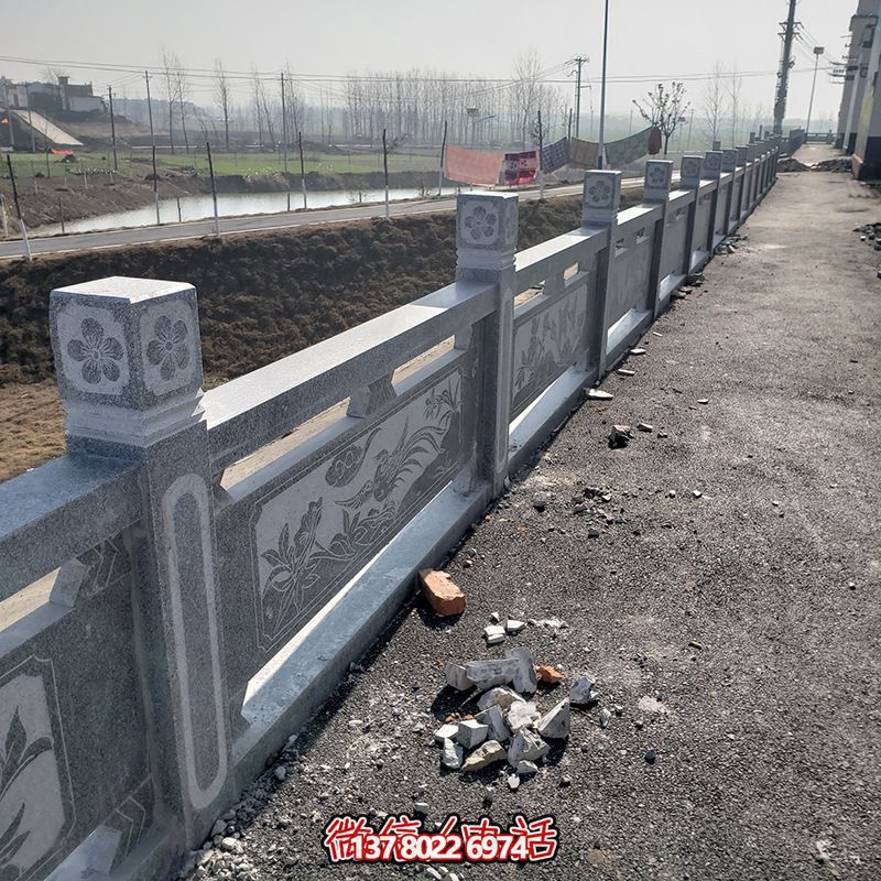 农村池塘边装饰大理石灰栏杆
