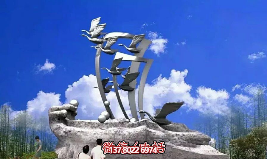 城市公园不锈钢创意飞翔白天鹅博鱼平台
