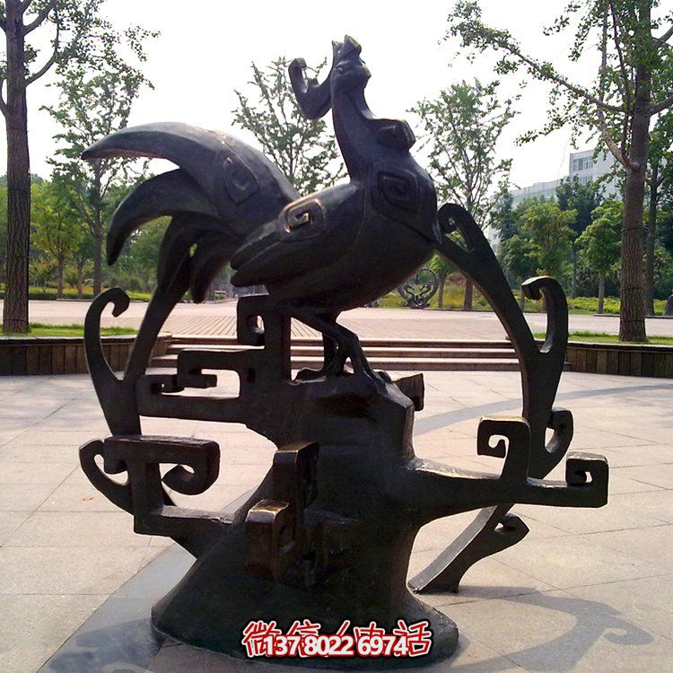 生肖鸡玻璃钢仿铜动物园林景观博鱼平台