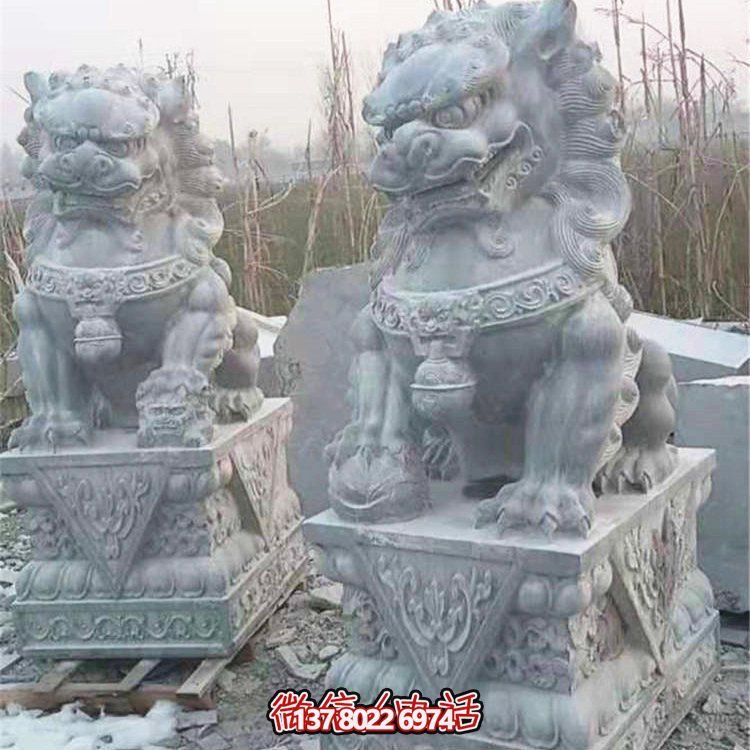 青石石雕户外园林庭院狮子博鱼平台