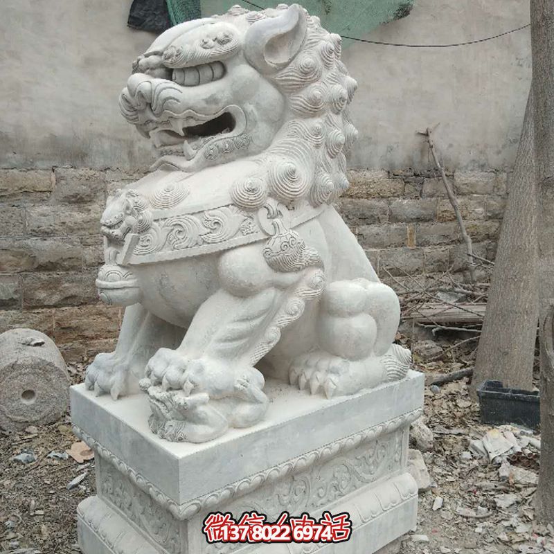 石雕大型仿真动物汉白玉庭院别墅狮子博鱼平台