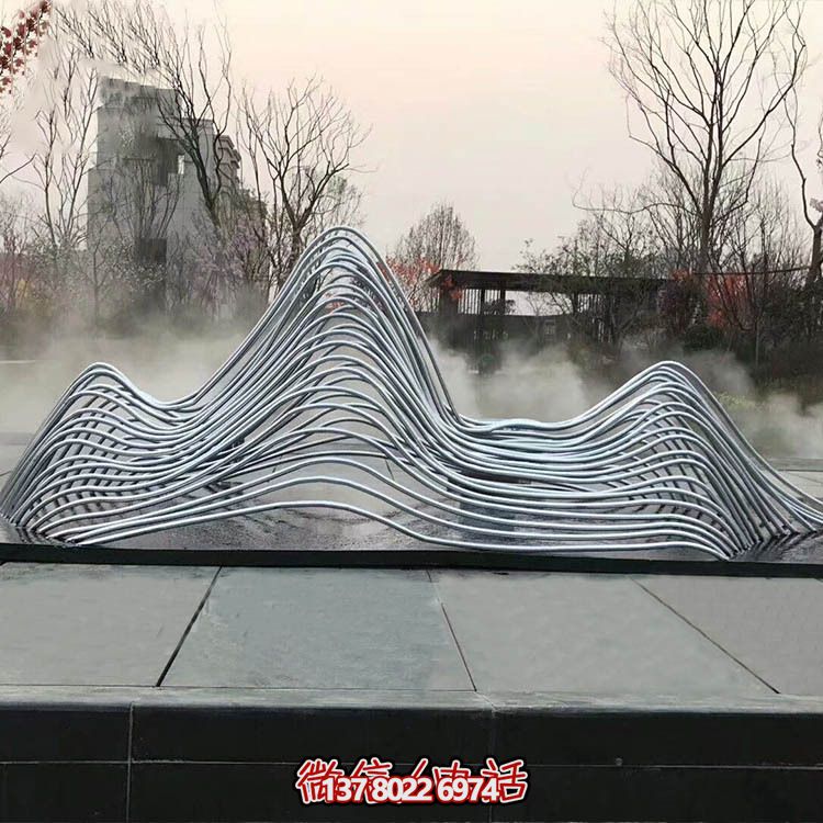 广场水景不锈钢镂空博鱼平台假山