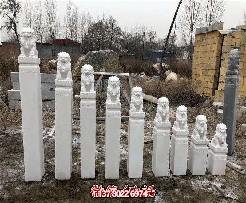 汉白玉狮子家用门前摆放拴马柱博鱼平台