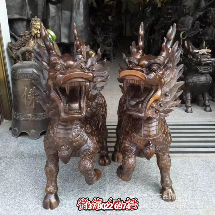 别墅创意不锈钢仿铜镇宅麒麟博鱼平台