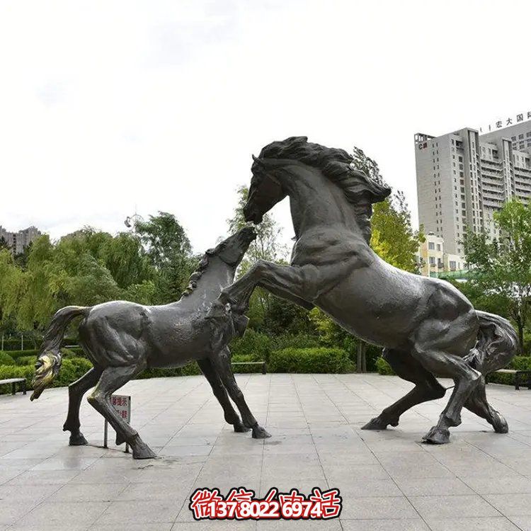 户外广场摆放纯铜铸造马景观动物博鱼平台
