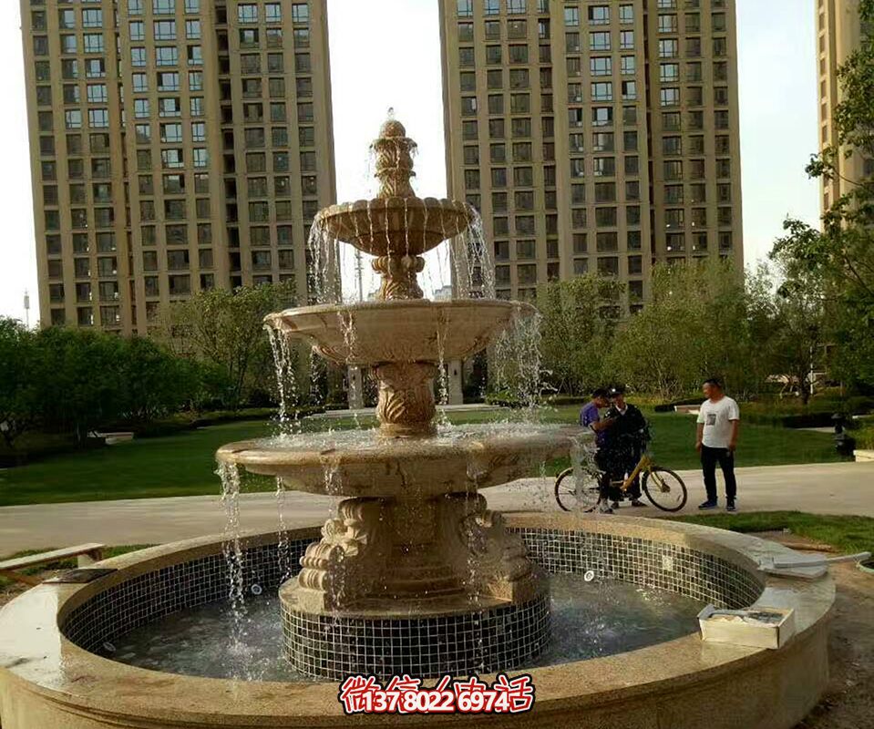 小区广场摆放欧式大理石风水球喷泉博鱼平台