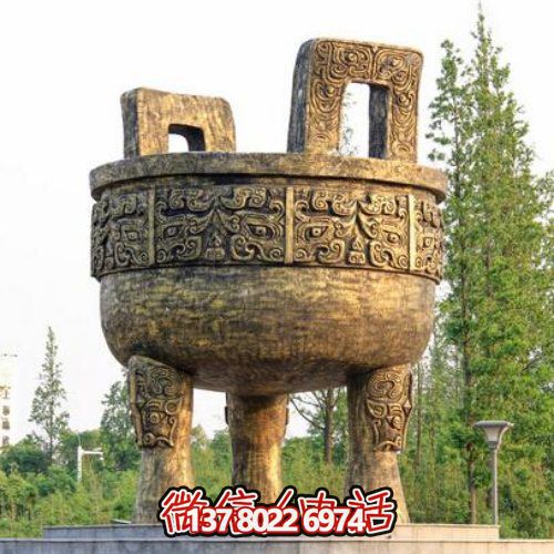 大型户外园林铜雕圆鼎博鱼平台