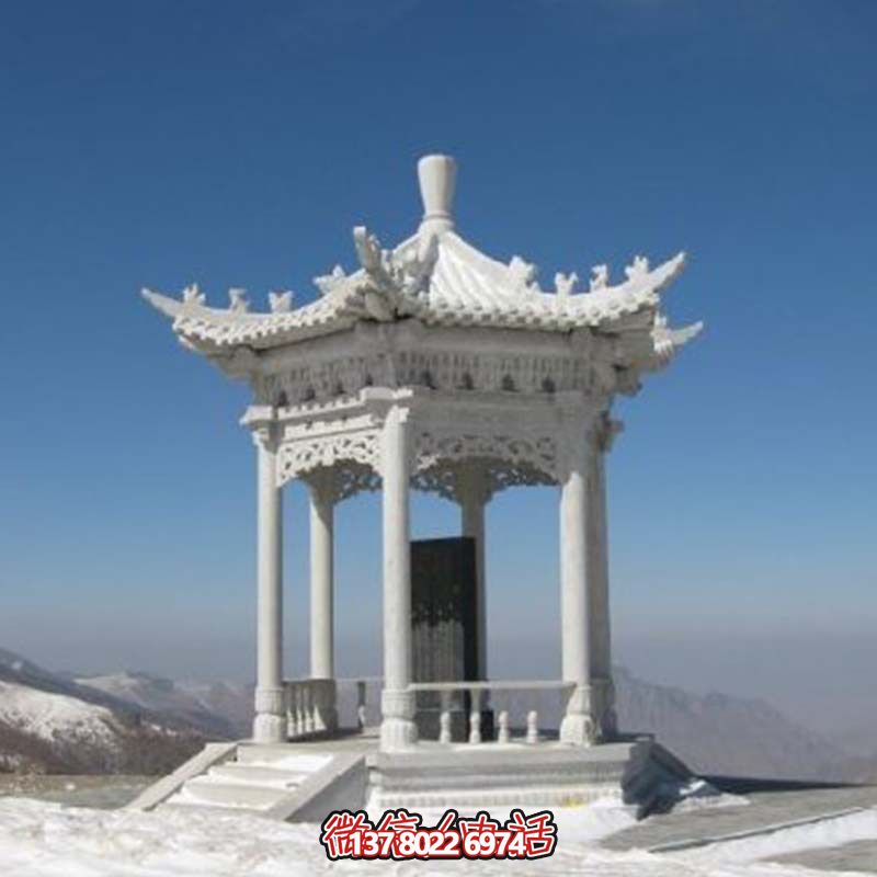 景区大理石浮雕镂空摆放石碑凉亭博鱼平台