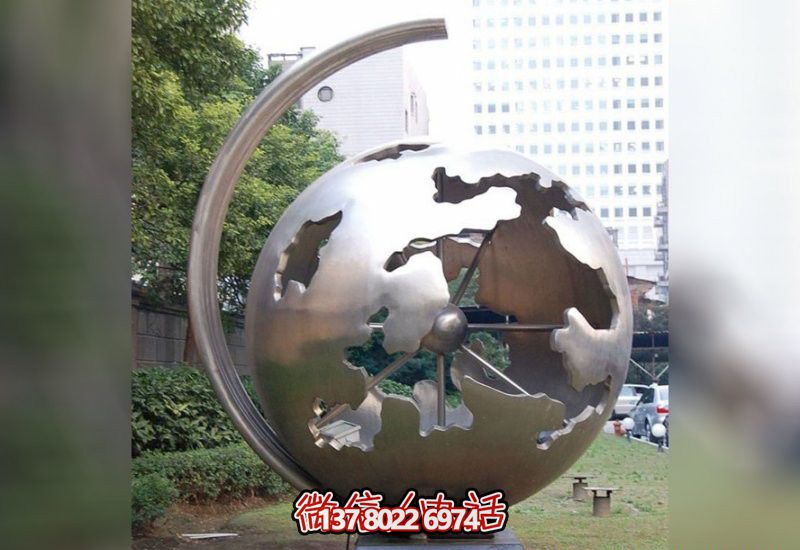 公园广场创意抽象艺术镜面不锈钢地球仪博鱼平台