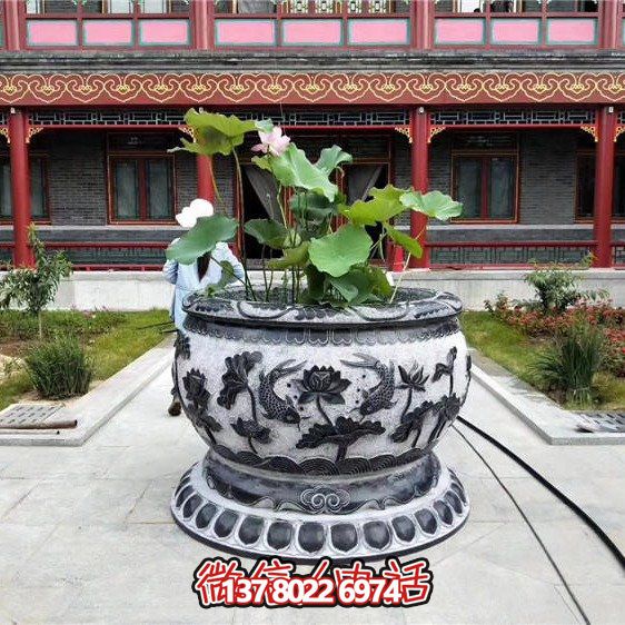 庭院小区仿古做旧青石园林摆件鱼缸博鱼平台