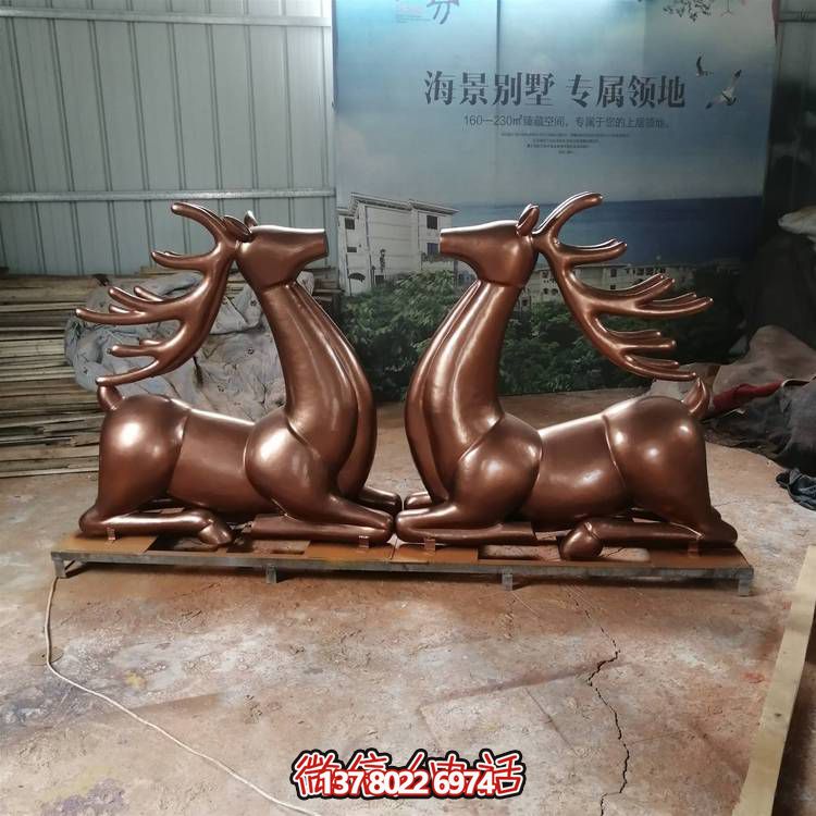 铜雕园林户外梅花鹿博鱼平台