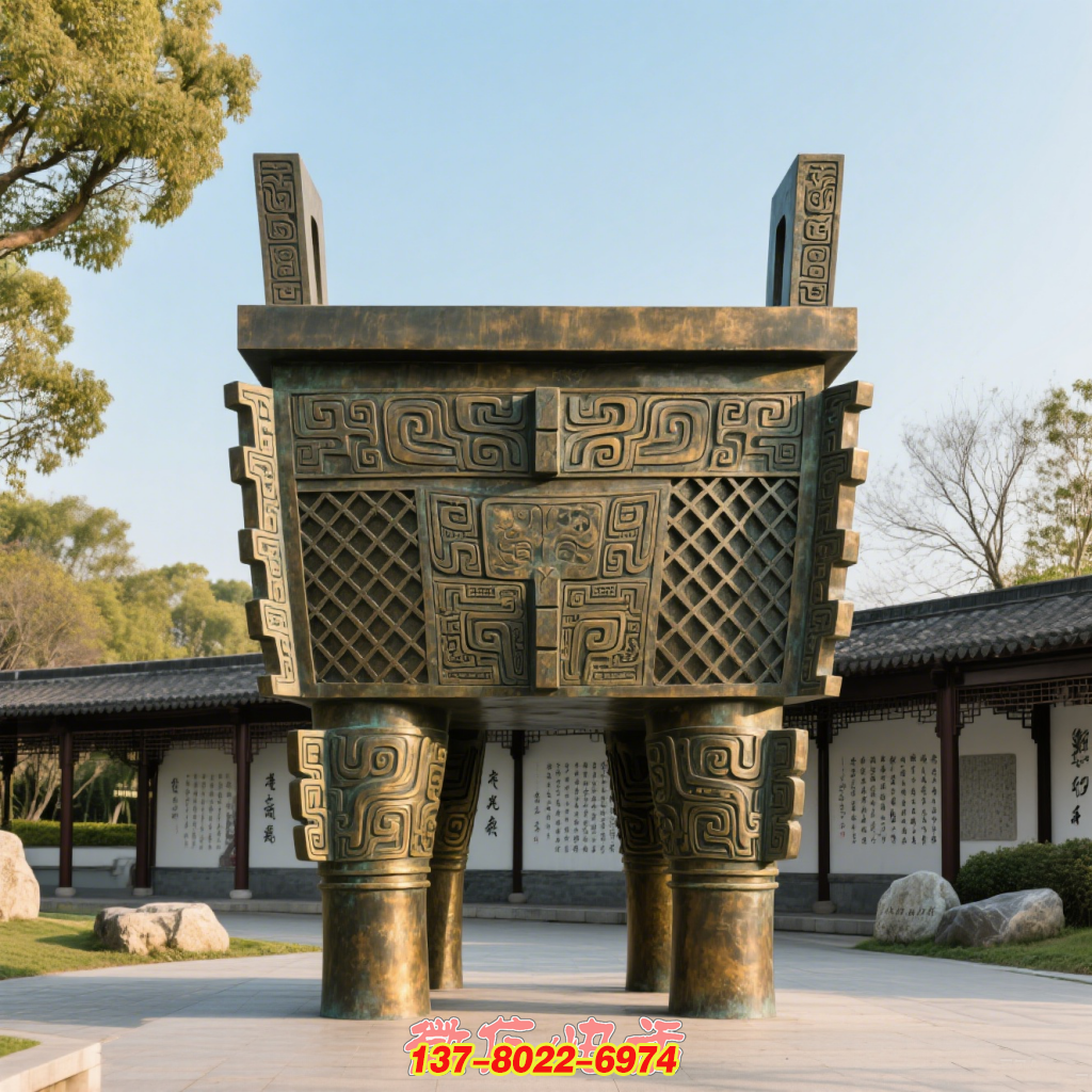 古韵传承 —— 青铜鼎式景观铜雕金属博鱼平台