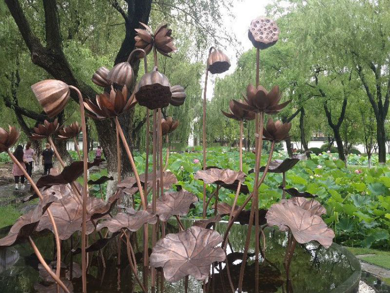 水景锻铜荷花博鱼平台