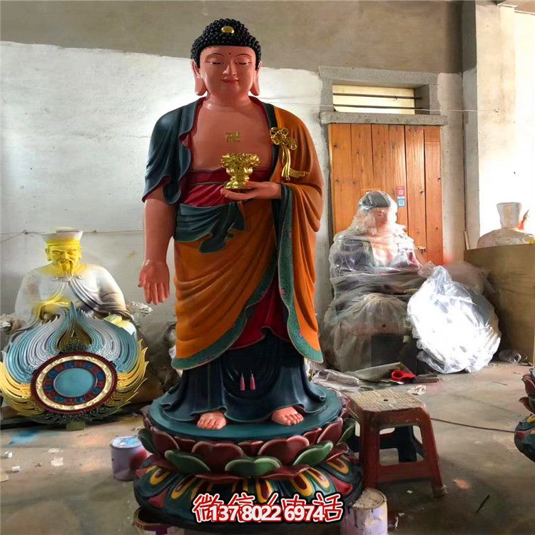 玻璃钢彩绘神佛三圣博鱼平台，为景区大型景观装饰品