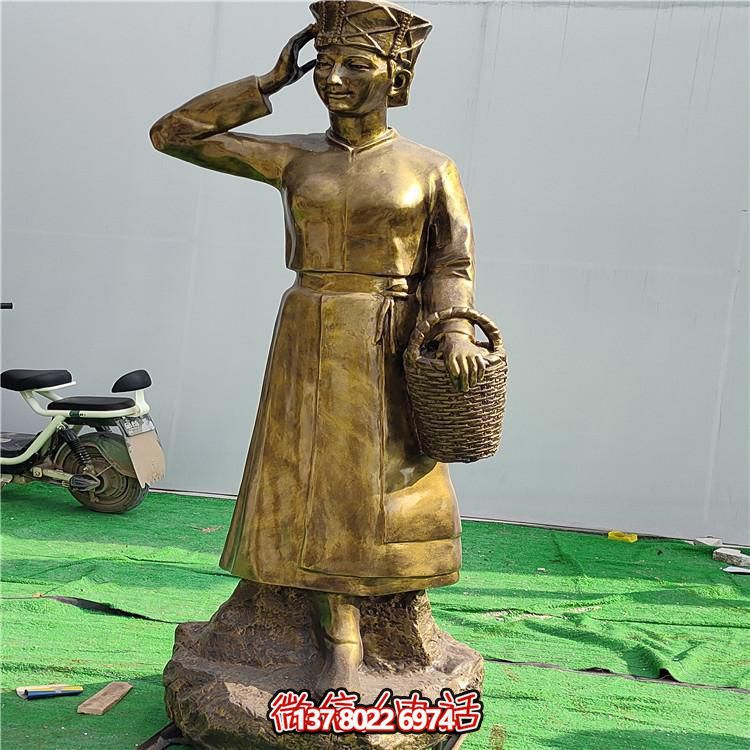 玻璃钢仿铜民俗人物雕像景观摆件
